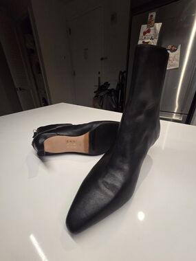 J. Crew Black Leather Pointed Toe Ankle Booties